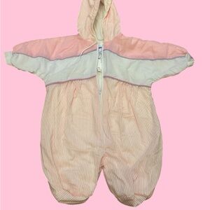 Beautiful Vintage Pink and White Baby Snow Suit